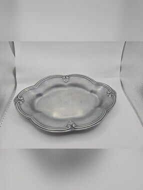 Vintage Lenox Pewter Decorative Tray / Catchall Dish Silver Tone Vanity Tray